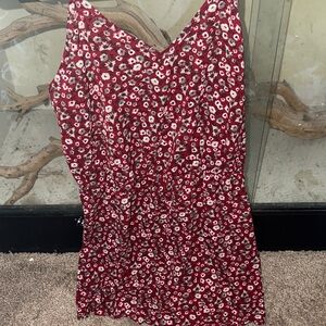 Floral Red Sleeveless Rhomper